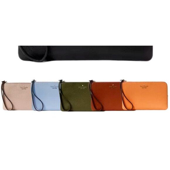 S Kate Spade Staci Medium L-Zip Wristlet Purple Leather Wallet KG038 NWT $139 - Picture 5 of 5